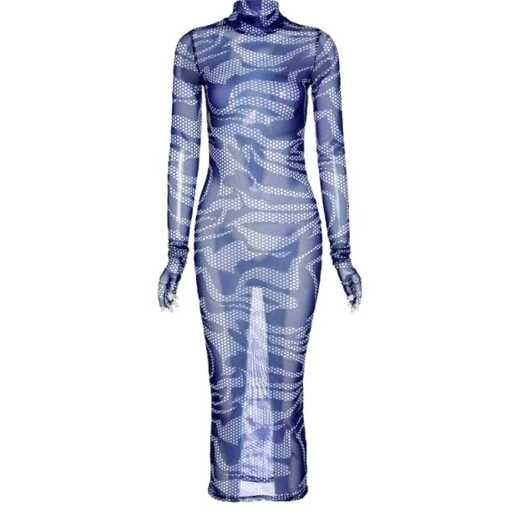 Mesh Blue Patterned Dress